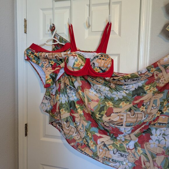 3PC SET! PINUP 1960s Vibe Red Retro Bikini | L | NWT | Retro Stage - Picture 6 of 12